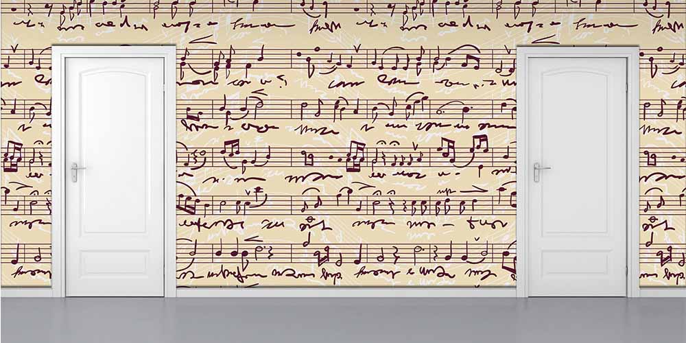 El Yazısı Notalar ve Şarkı Sözleri Desenli Duvar Kağıdı 1056