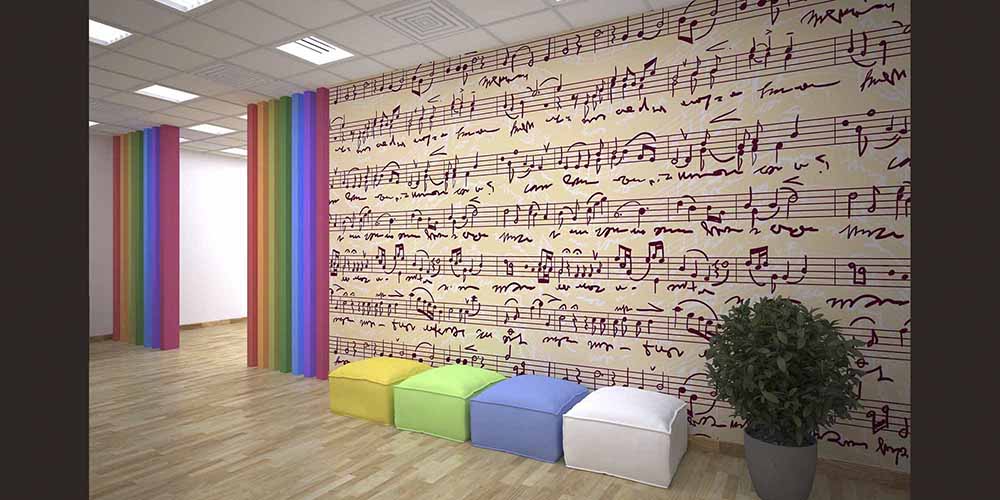 El Yazısı Notalar ve Şarkı Sözleri Desenli Duvar Kağıdı 1056