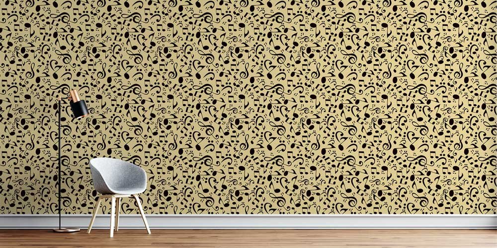 Müzik Notaları Desenli Duvar Kağıdı 1047