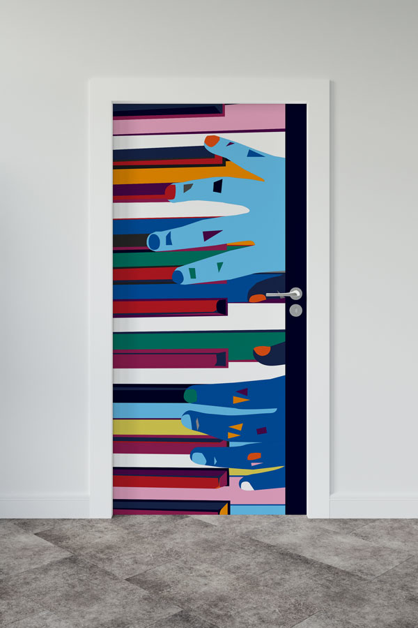 Piyano Tuşları ve Eller Müzik Kapı Giydirme 8874