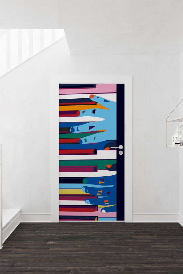 Piyano Tuşları ve Eller Müzik Kapı Giydirme 8874