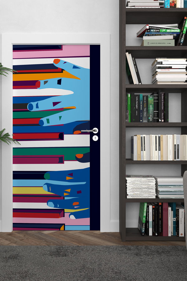 Piyano Tuşları ve Eller Müzik Kapı Giydirme 8874