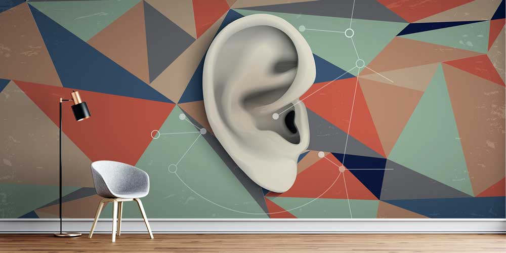 Soyut Geometrik Kulak Desenli Duvar Kağıdı 1059