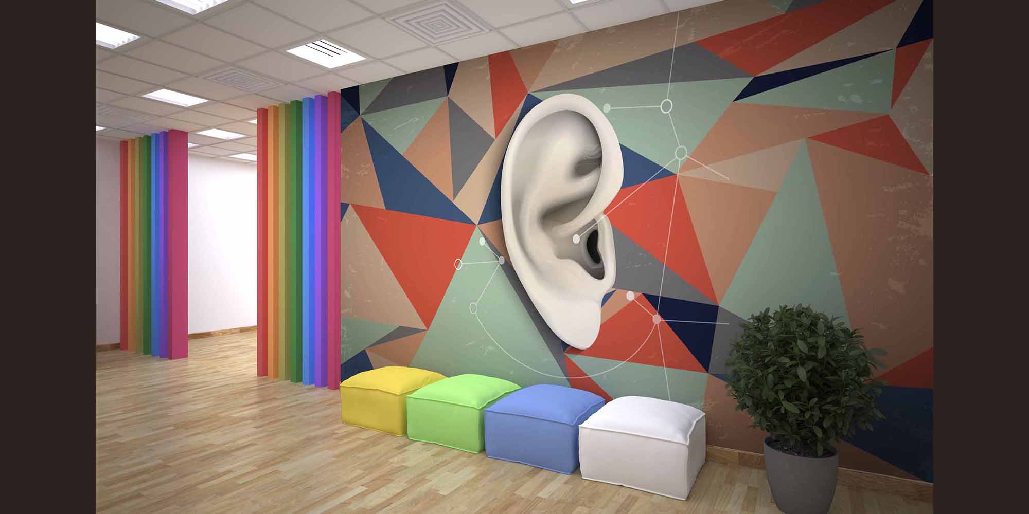 Soyut Geometrik Kulak Desenli Duvar Kağıdı 1059