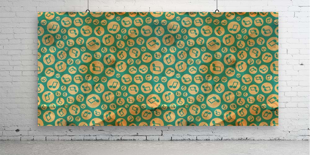 Retro Yuvarlak Notalar Desenli Duvar Kağıdı 1049