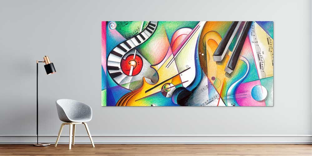 music-hall-wall-decor-7971-01 Bu büyük ebatlı duvar dekoru müziğin sanatsal ve 7971