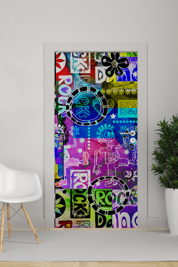 music-room-door-decor-8856-0 Rock ve Dans Temalı Graffiti Kapı Giydirme 8856