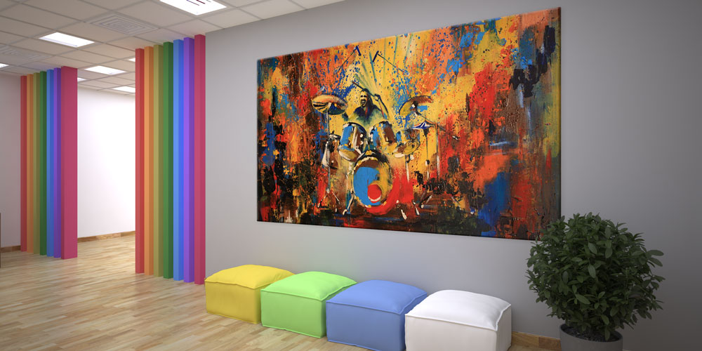 Bu büyük ebatlı duvar dekoru enerjik davul performansını 7969