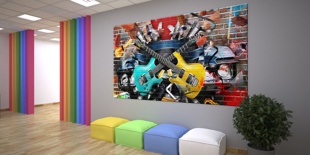 Bu büyük ebatlı duvar dekoru renkli ve enerjik 7964