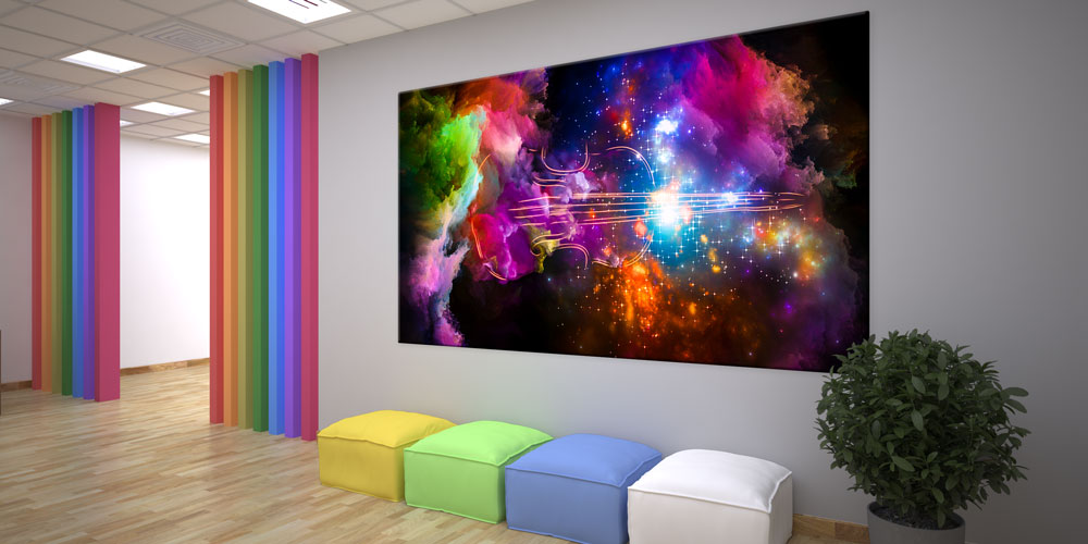 Bu büyük ebatlı duvar dekoru müzik ve evrenin 7974