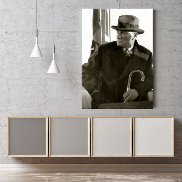 Atatürk Şapkalı Portre Kanvas Tablo 6185