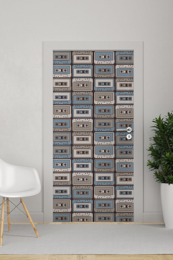 muzik-sinifi-kapi-dekoru-8851-0 Kaset Desenli Retro Müzik Kapı Giydirme 8851