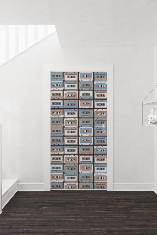 muzik-sinifi-kapi-dekoru-8851-01 Kaset Desenli Retro Müzik Kapı Giydirme 8851