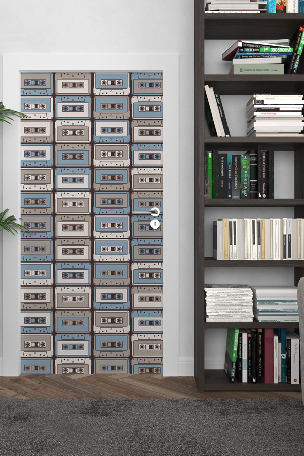 muzik-sinifi-kapi-dekoru-8851-02 Kaset Desenli Retro Müzik Kapı Giydirme 8851