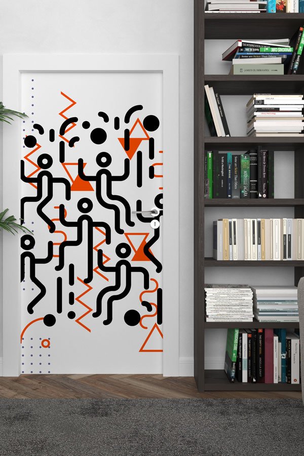 Soyut Ritmik Figürler Kapı Giydirme 8857
