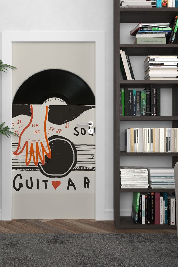 muzik-sinifi-kapi-giydirme-8863-02 Retro Müzik Plak ve Gitar Kapı Giydirme 8863