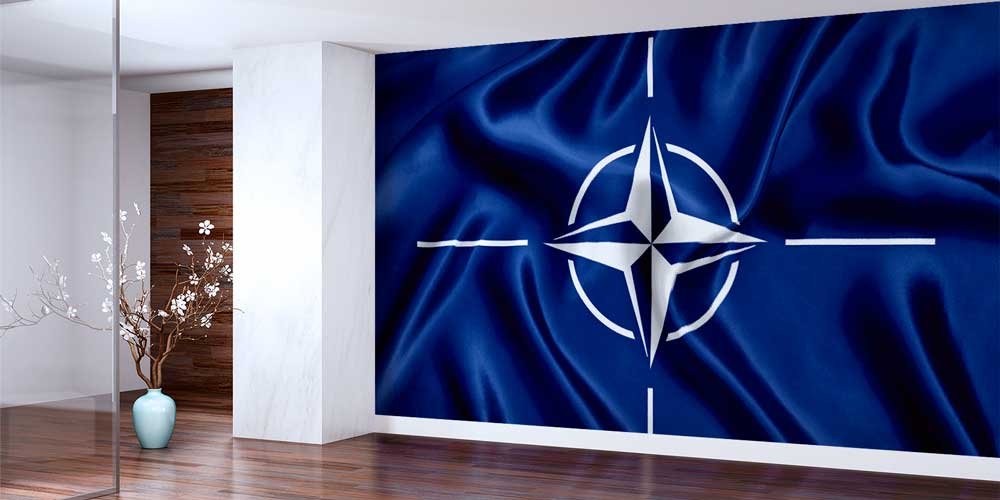 Dalgalı İpek Efektli NATO Bayrağı Duvar Kağıdı 10930