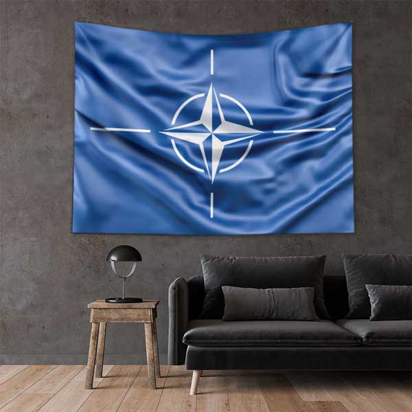 Açık Mavi NATO Logolu Duvar Örtüsü 11026