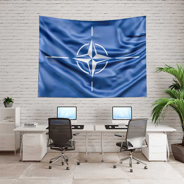Açık Mavi NATO Logolu Duvar Örtüsü 11026