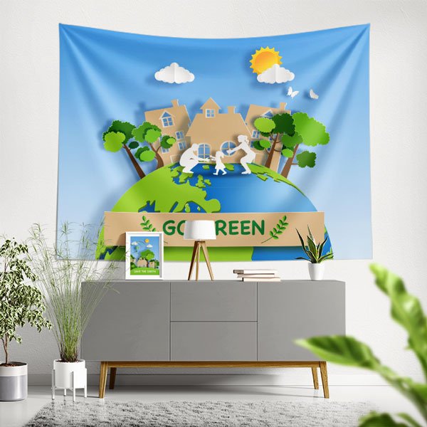 nature-wall-art-decor-8313-00 "Save The Earth" (Dünya'yı Kurtar) Temalı Duvar Örtüsü 8313