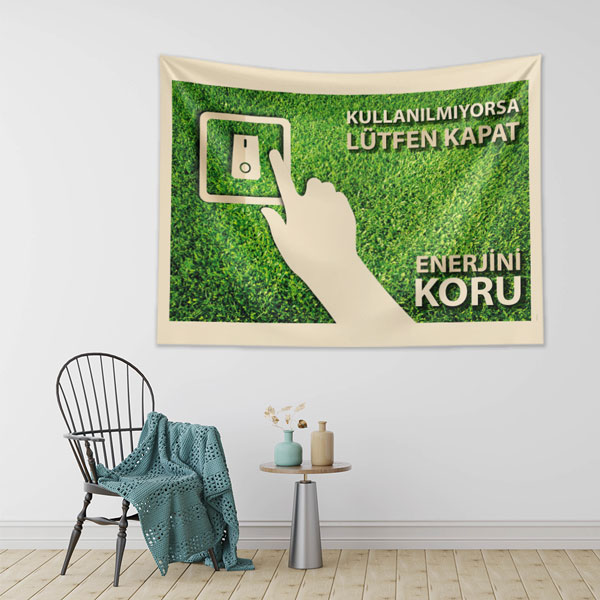 Enerji Tasarrufu Temalı "Kullanılmıyorsa Lütfen Kapat" Duvar Örtüsü 8314