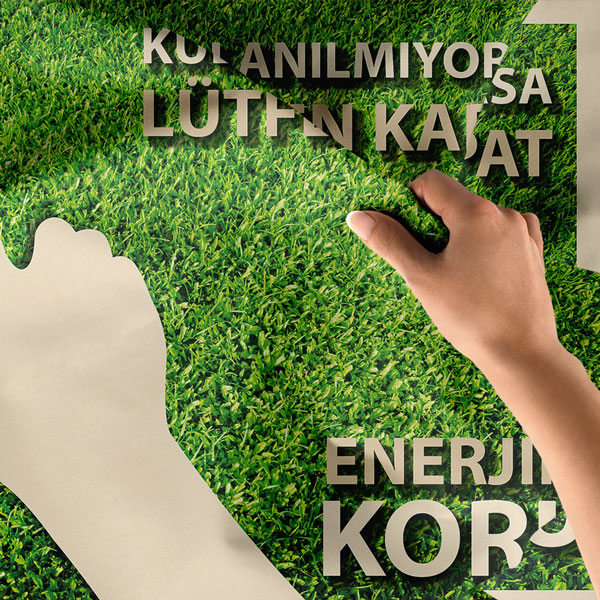 Enerji Tasarrufu Temalı "Kullanılmıyorsa Lütfen Kapat" Duvar Örtüsü 8314