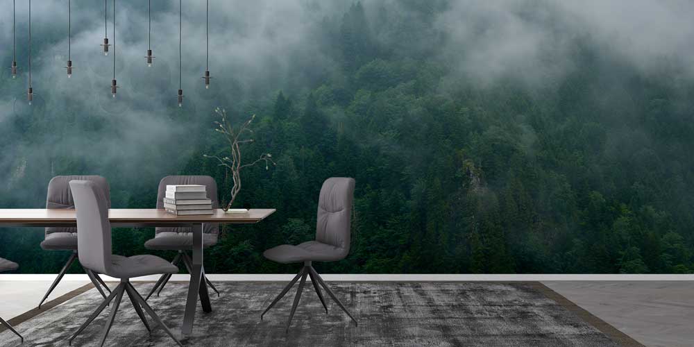 Sisli Orman Manzaralı Doğa Temalı Duvar Kağıdı ve Duvar Kaplaması 11606