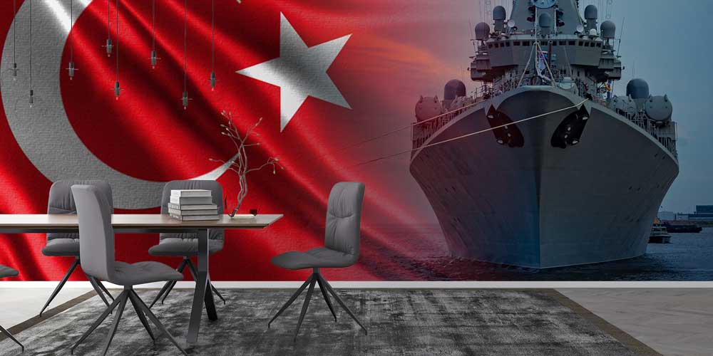 Türk Bayrağı ve Savaş Gemisi Duvar Kağıdı 10942