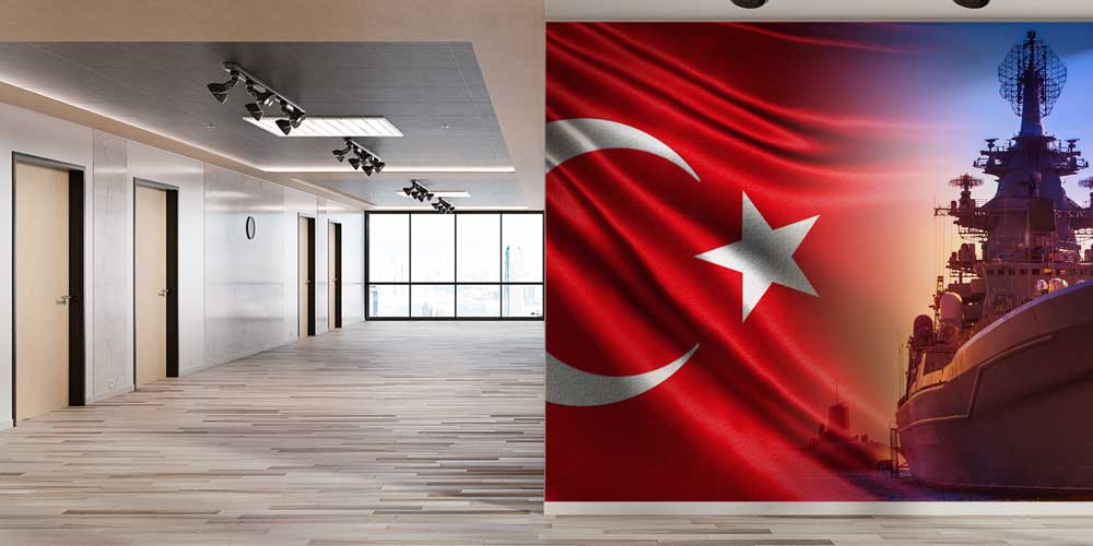 Türk Bayrağı ve Günbatımı Savaş Gemisi Duvar Kağıdı 10944
