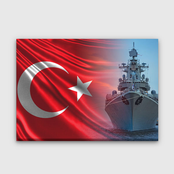 Türk Bayraklı Savaş Gemisi Kanvas Dekor – 11200