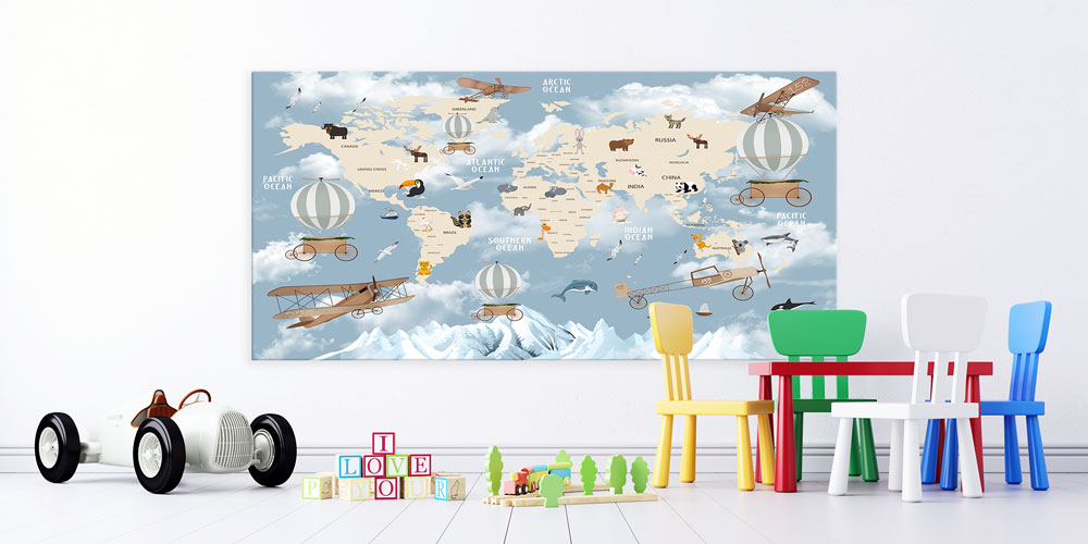 nursery-class-wall-decor-10154-02 Bu büyük ebatlı duvar dekoru eğitim kurumları için 10154