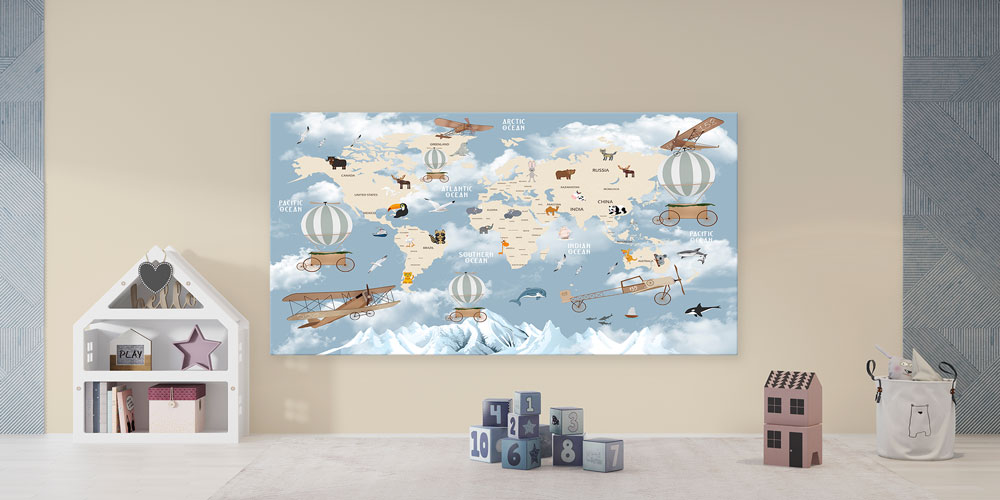 nursery-class-wall-decor-10154-05 Bu büyük ebatlı duvar dekoru eğitim kurumları için 10154