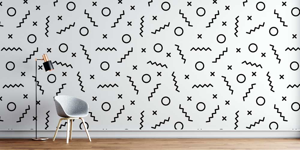 Memphis Tarzı Geometrik Desen Sanatı Duvar Kaplaması 5181