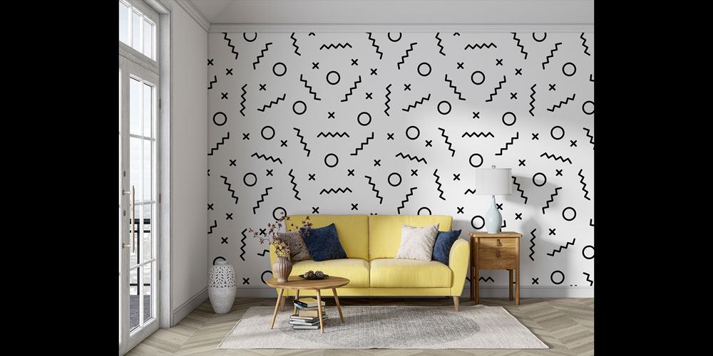 Memphis Tarzı Geometrik Desen Sanatı Duvar Kaplaması 5181