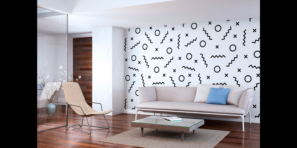 Memphis Tarzı Geometrik Desen Sanatı Duvar Kaplaması 5181