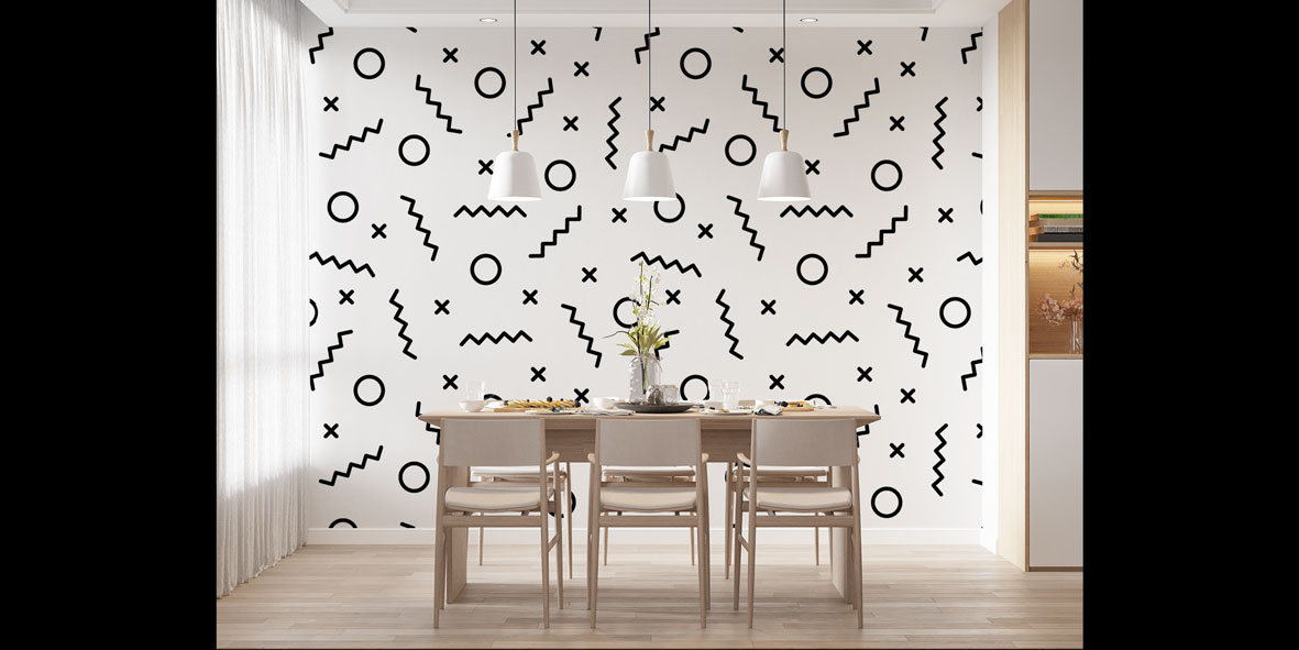 Memphis Tarzı Geometrik Desen Sanatı Duvar Kaplaması 5181
