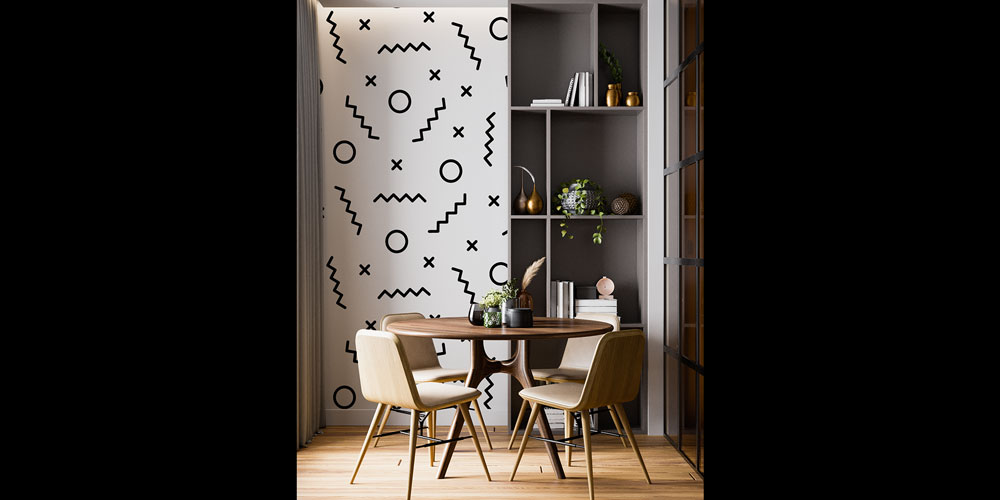 Memphis Tarzı Geometrik Desen Sanatı Duvar Kaplaması 5181