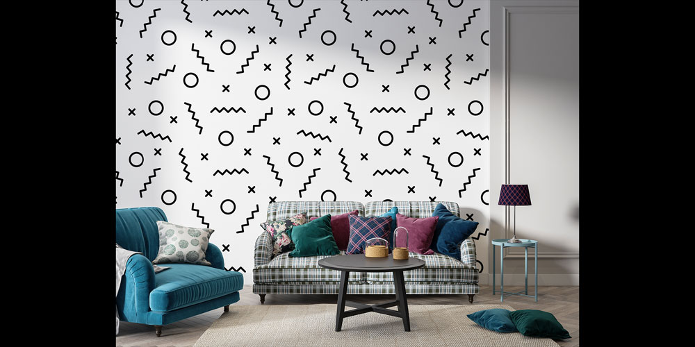 Memphis Tarzı Geometrik Desen Sanatı Duvar Kaplaması 5181