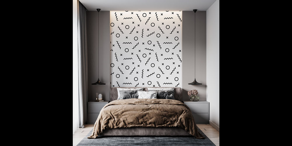 Memphis Tarzı Geometrik Desen Sanatı Duvar Kaplaması 5181