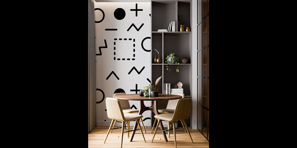 Memphis Tarzı Grafik Sembollü Desen Sanatı Duvar Kaplaması 5182