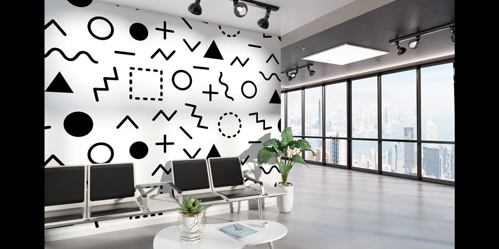 Memphis Tarzı Grafik Sembollü Desen Sanatı Duvar Kaplaması 5182