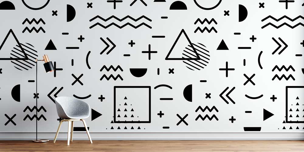 Memphis Tarzı Grafik Sembollü Desen Sanatı Duvar Kağıdı 5183