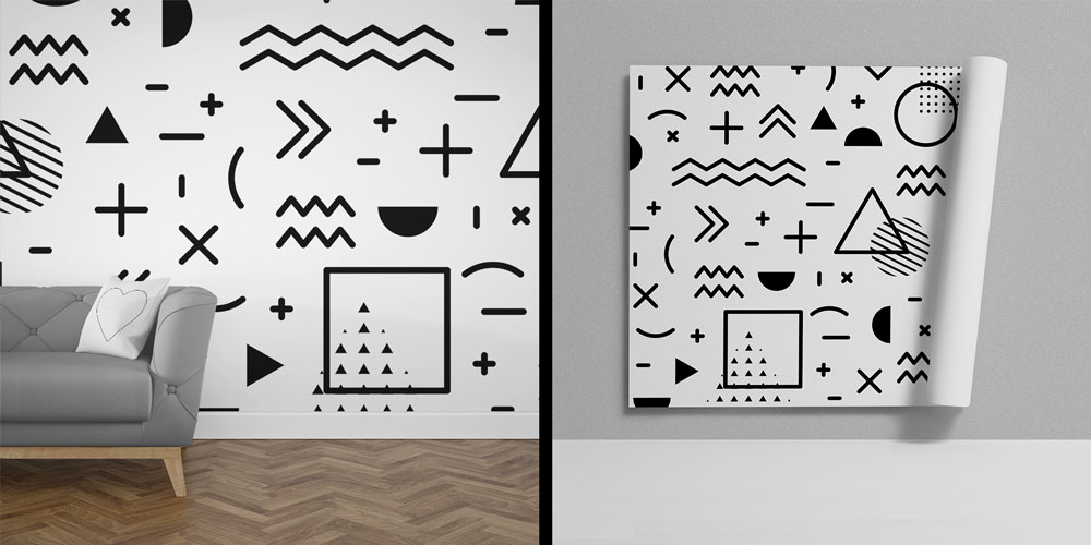 Memphis Tarzı Grafik Sembollü Desen Sanatı Duvar Kağıdı 5183