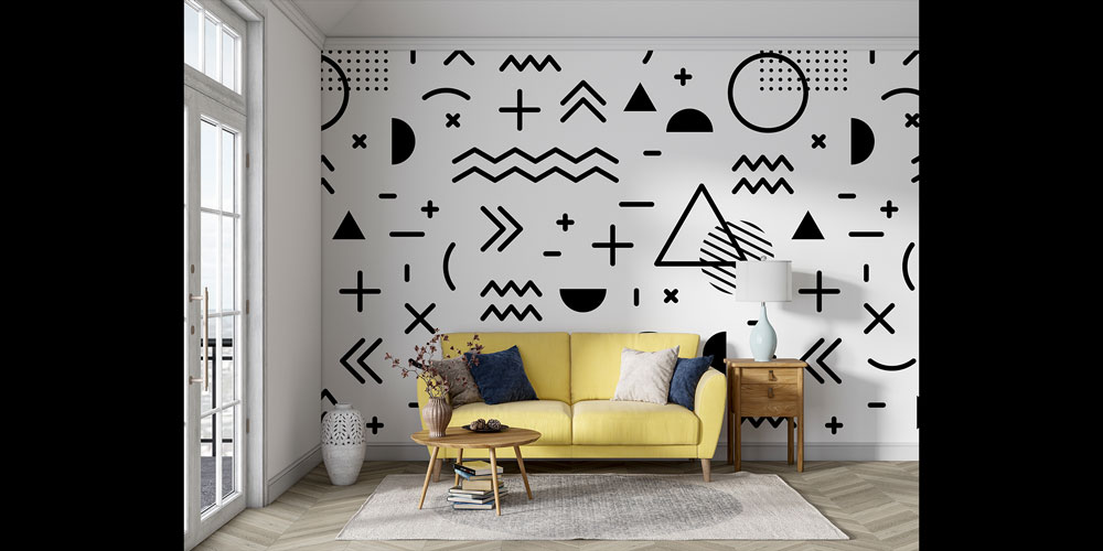 Memphis Tarzı Grafik Sembollü Desen Sanatı Duvar Kağıdı 5183