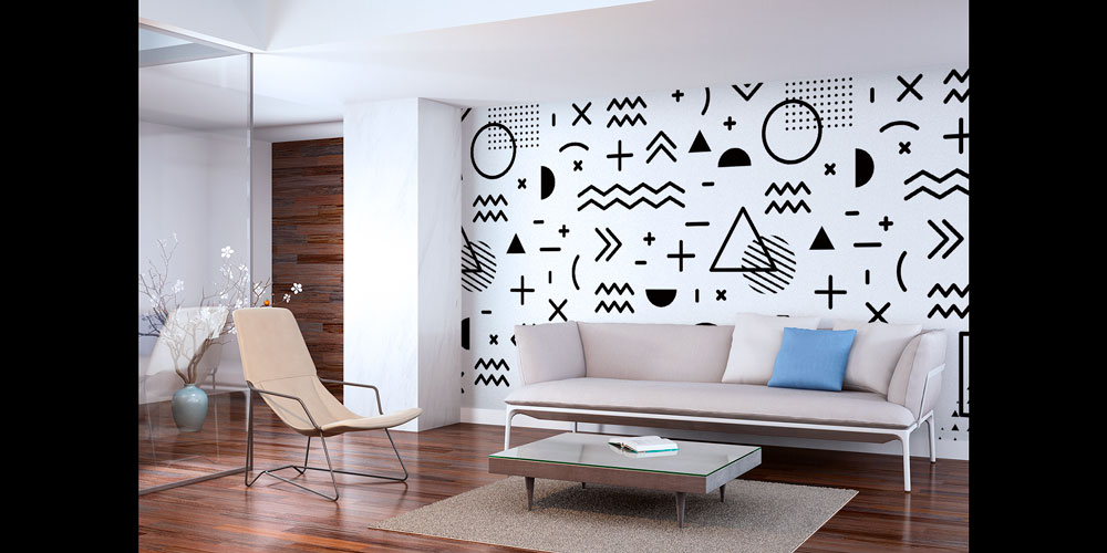 Memphis Tarzı Grafik Sembollü Desen Sanatı Duvar Kağıdı 5183