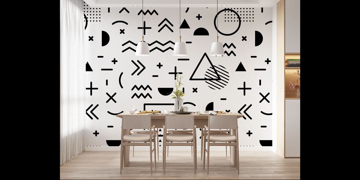 Memphis Tarzı Grafik Sembollü Desen Sanatı Duvar Kağıdı 5183