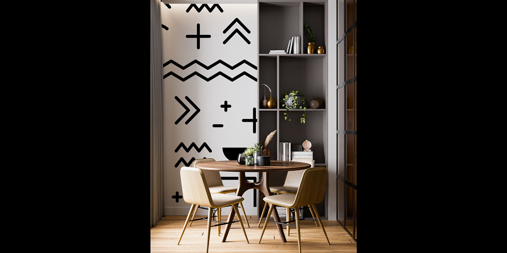 Memphis Tarzı Grafik Sembollü Desen Sanatı Duvar Kağıdı 5183