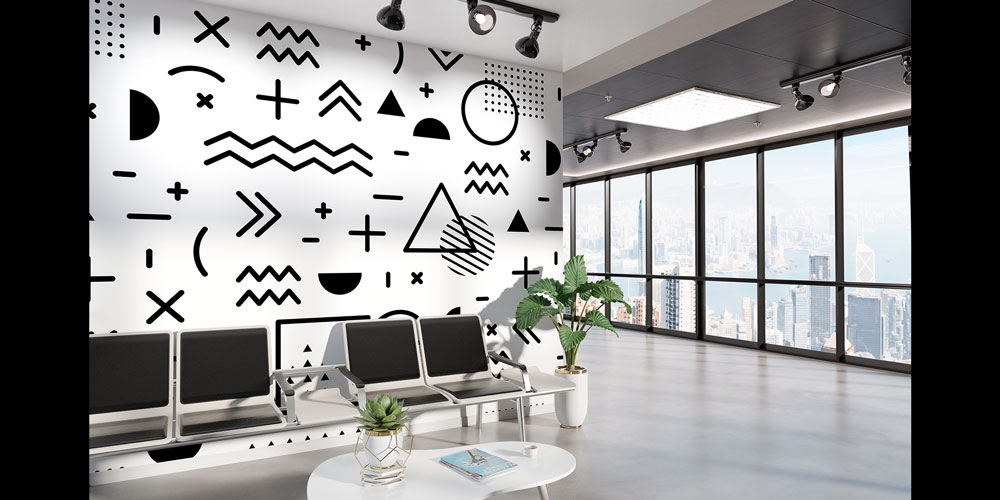 Memphis Tarzı Grafik Sembollü Desen Sanatı Duvar Kağıdı 5183