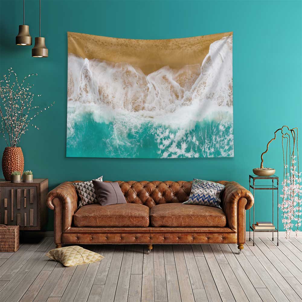 Dalgaların Kumsala Vuruşu Havadan Görünüm Duvar Örtüsü 4640