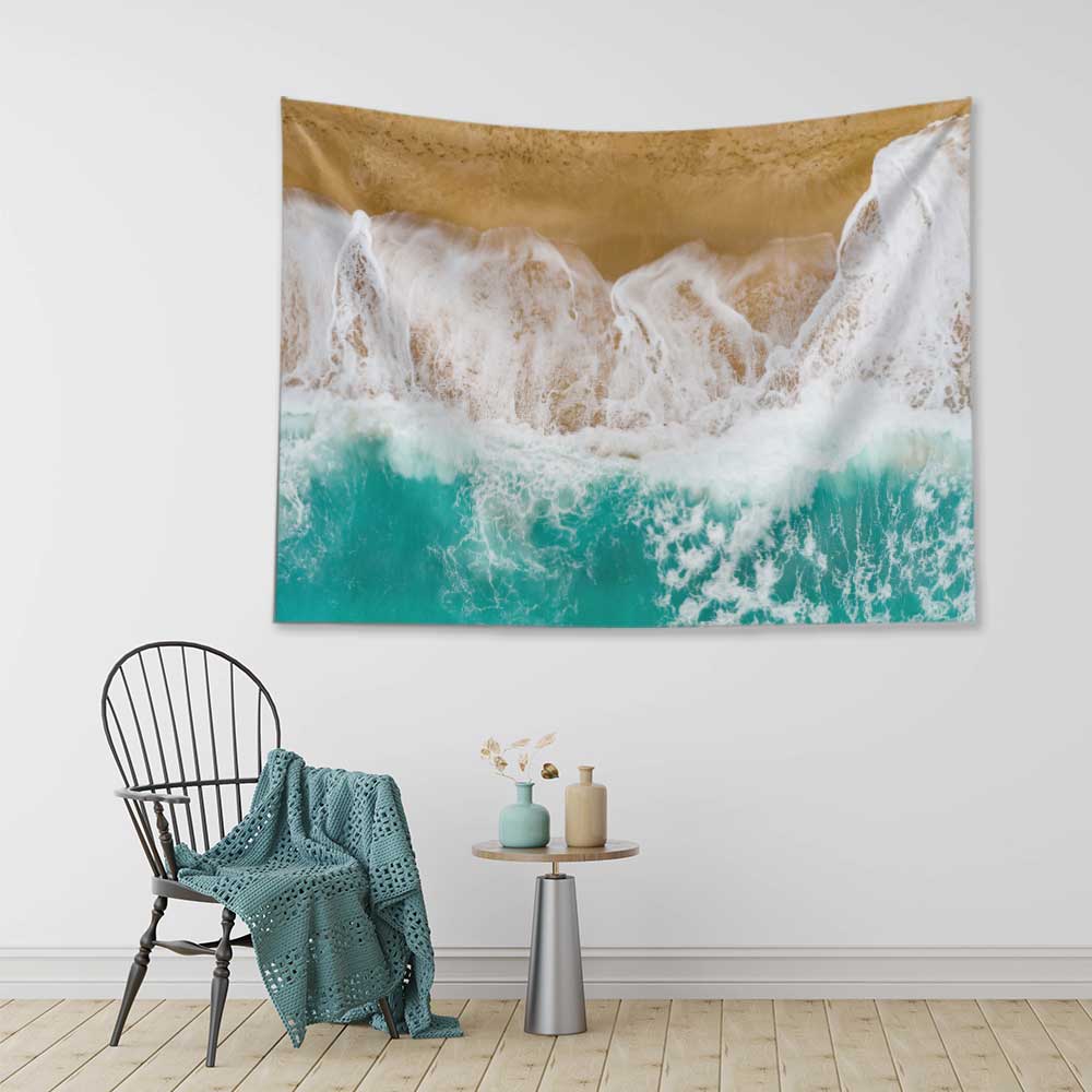 Dalgaların Kumsala Vuruşu Havadan Görünüm Duvar Örtüsü 4640